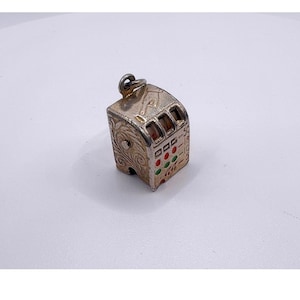 Vintage Sterling Silver Slot Machine Charm with Enamel
