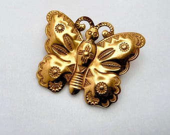 Vintage 30s Fred Harvey Era Butterfly Brooch Southwestern Stamped