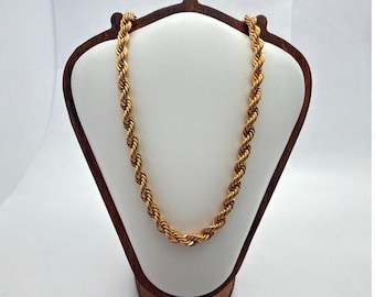 Vintage 80s Napier Heavy Gold Tone Rope Chain Necklace Classic Statement 22"