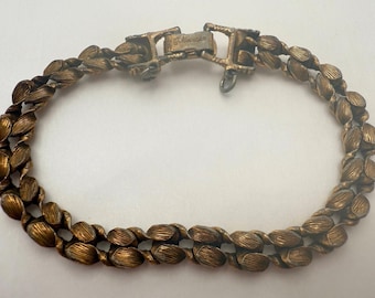 Vintage 60s Signed Goldette Victorian Revival Bracelet Russian Gold
