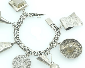 Vintage Mexico Sterling 925 Souvenir Charm Bracelet