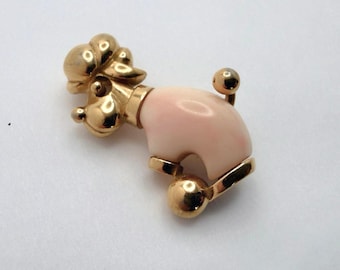Vintage 1950s Crown TRIFARI Pink Jelly Belly Poodle Brooch Pin Alfred Philippe