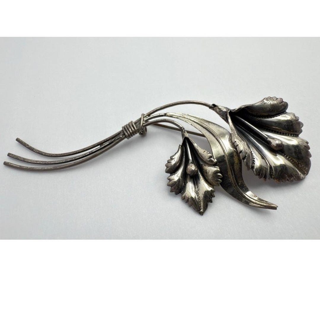 Antique Unger Brothers Art Nouveau Sterling Silver Floral Spray ...