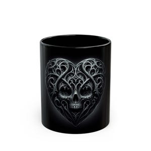 Gothic Skull Heart Mug Dark Coffee Cup Halloween Gift Gothic Valentine