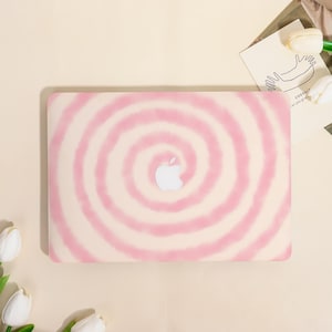 Pink Line Swirl Pattern Custom MacBook Protective Case for Mac Air 15/13,Pro 16/15/14/13,Ret 15/13,Apple Laptop Sleeve Cover,Custom Gift