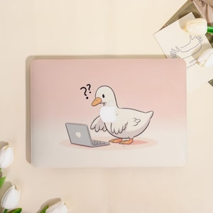 Cute Big White Duck Pink Style MacBook Protective Case for MacBook Air 15/13,Pro 16/15/14/13,Ret 15/13,Apple Laptop Sleeve Cover,Custom Gift