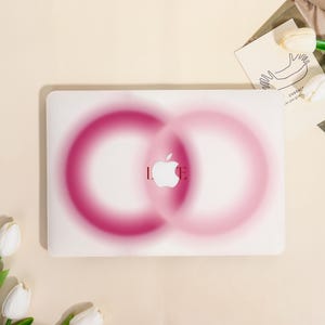 Custom Pink-White Concentric Circle MacBook Protective Case for Mac Air 15/13,Pro 16/15/14/13,Ret 15/13,Mac Laptop Sleeve Cover,Custom Gift
