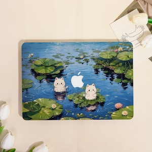 Summer Pool Cure Cat Bunny MacBook Protective Case for MacBook Air 15/13,Pro 16/15/14/13,Ret 15/13,Apple Laptop Sleeve Cover,Custom Gifts