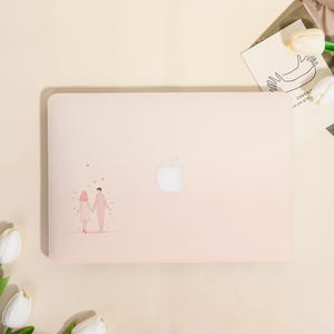 Custom Flesh Pink Couple Line MacBook Protective Case for Mac Air 15/13,Pro 16/15/14/13,Ret 15/13,Apple Laptop Sleeve Cover,Custom Gift
