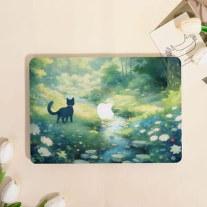 Cat & Forest Pattern Aesthetic MacBook Protective Case for MacBook Air 15/13,Pro 16/15/14/13,Ret 15/13,Apple Laptop Sleeve Cover