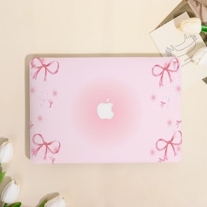 Artist Rendering Pink Bow Style MacBook Protective Case for Mac Air 15/13,Pro 16/15/14/13,Ret 15/13,Apple Laptop Sleeve Cover,Custom Gift