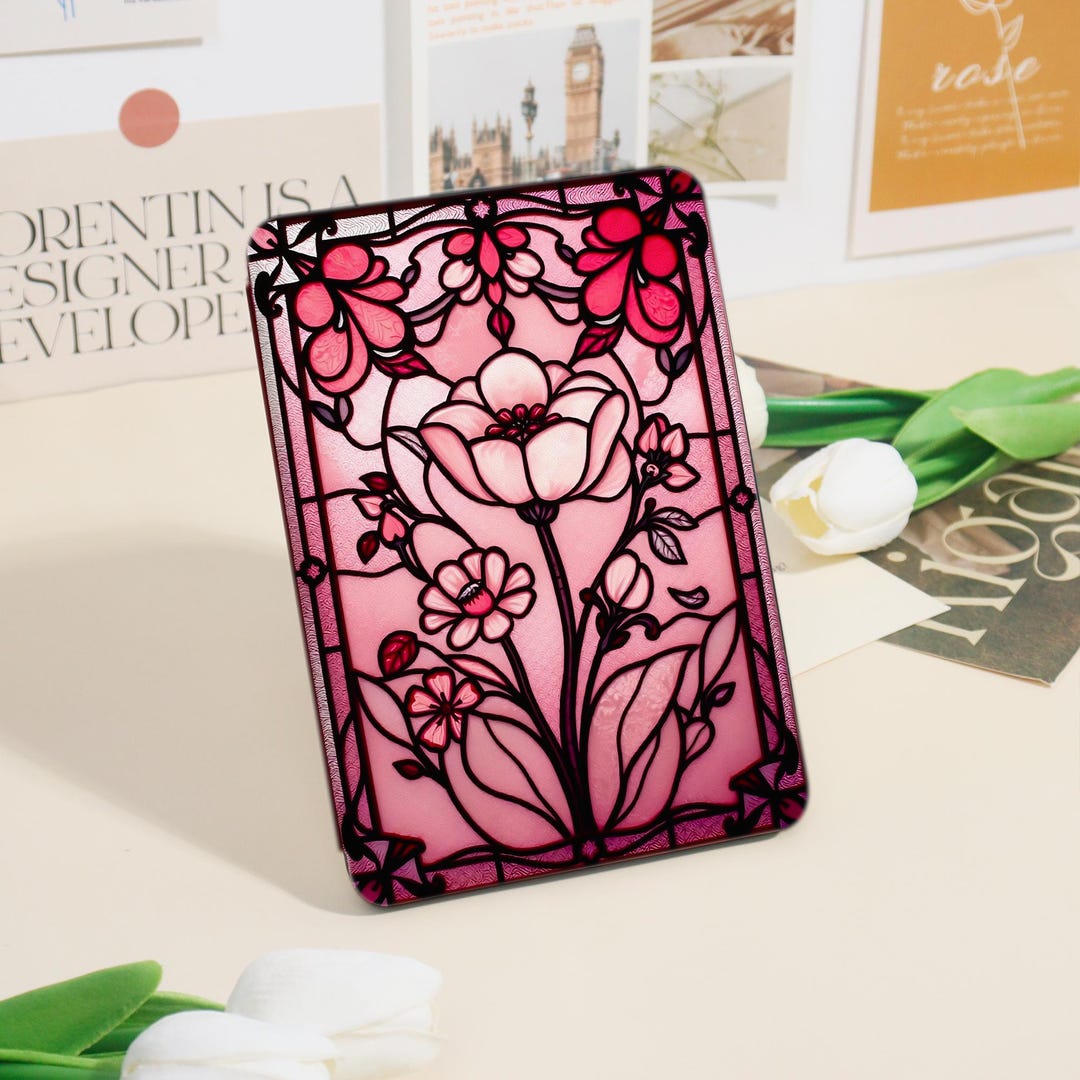 Custom Pink Flower Glass Pattern Kindle Case for Paperwhite 12-handmade ...