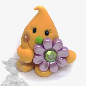 Flower Parker© Polymer Clay Character Figurine Purple Flower image 1