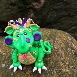 Polymer Clay Dragon 'Gras' Mardi Gras Collection Limited Edition Handmade Collectible image 1