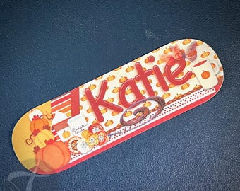 PUMPKIN SPICED COFFEE - Autumn Feeding Tube Pump Sticker for Infinity Pump - Customizable with Your Name - Made to Order - 2 Designs!