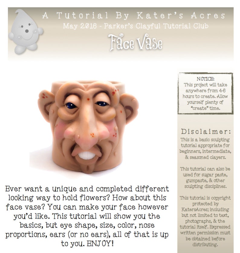 Polymer Clay Face Vase Tutorial Learn How to Sculpt a Etsy