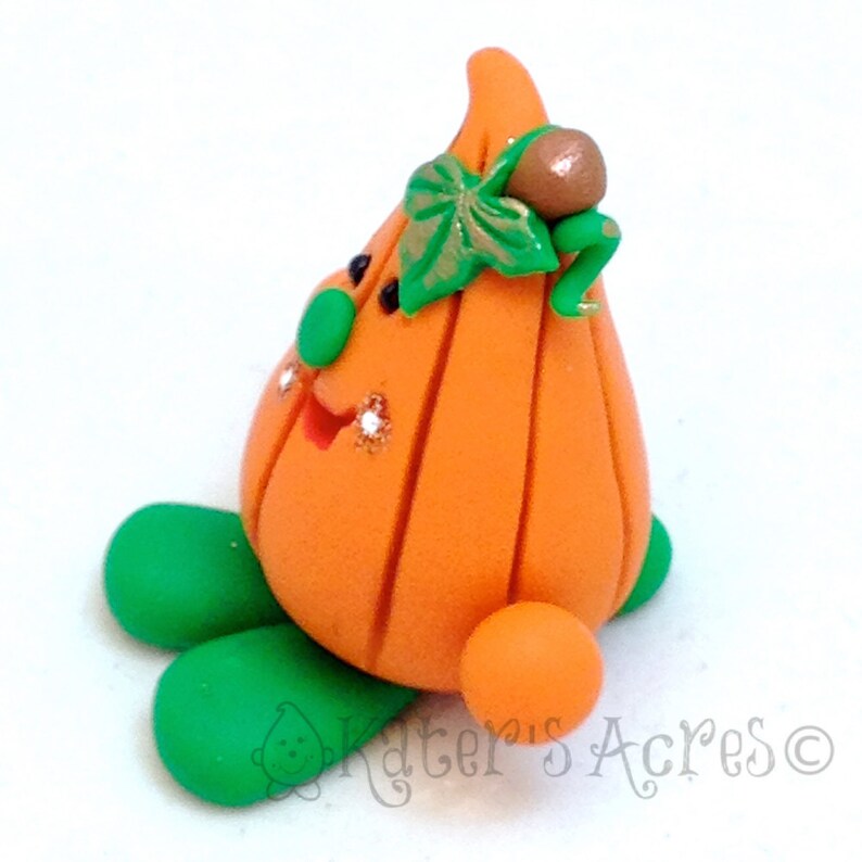 Pumpkin PARKER Figurine Polymer Clay Whimsical Character Figure image 3