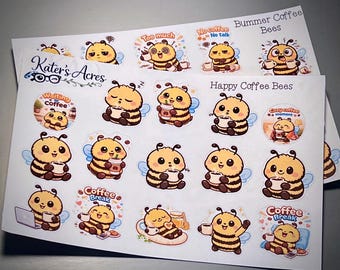 COFFEE BEES Character Planner Stickers: Happy Bees & Bummer Bees