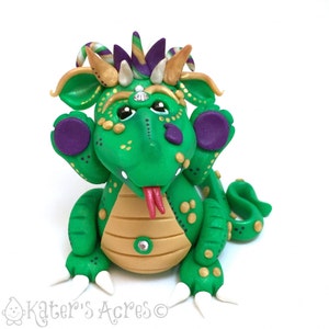 Polymer Clay Dragon 'Gras' Mardi Gras Collection Limited Edition Handmade Collectible image 2