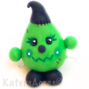 Halloween Parker & Lolly Frankenstein and Witch Polymer Clay Figurines image 2