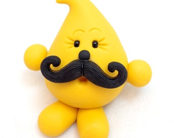 PARKER Mustache Ornament - Polymer Clay Character Christmas Tree Ornament