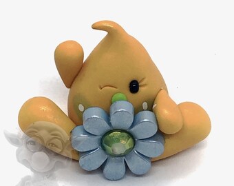 Flower Parker© - Polymer Clay Character Beeldje - Blauwe Bloem