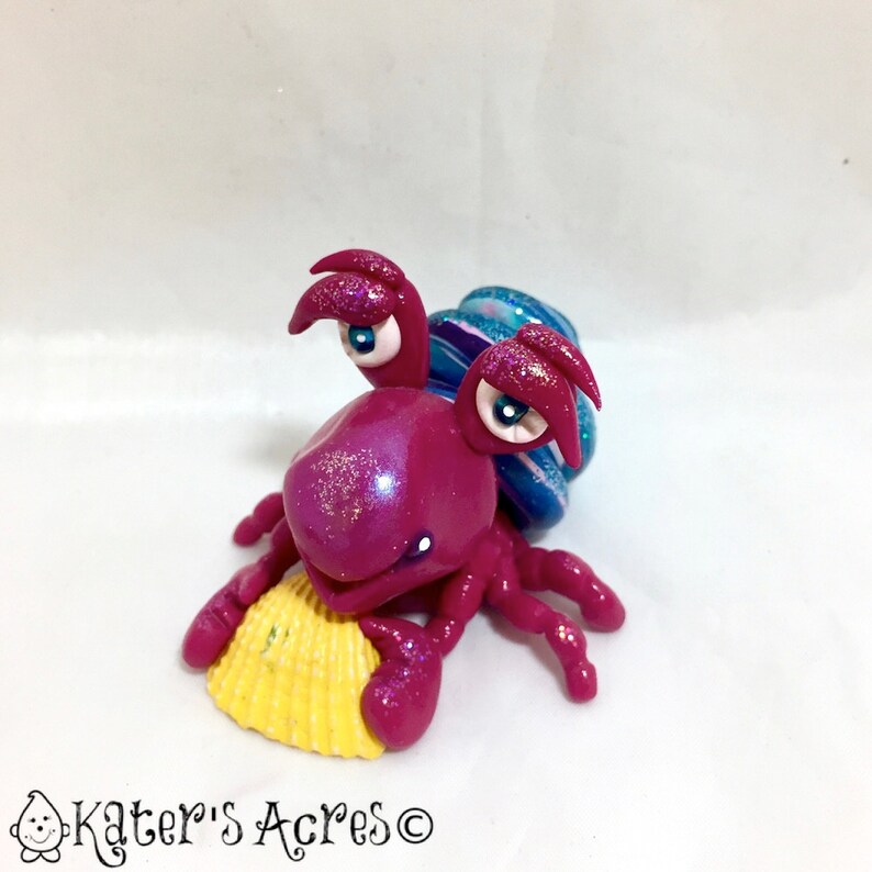 Polymer Clay OCEAN Hermit Crab Figurine image 1