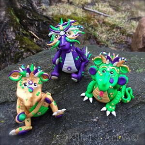 Polymer Clay Dragon 'Gras' Mardi Gras Collection Limited Edition Handmade Collectible image 4