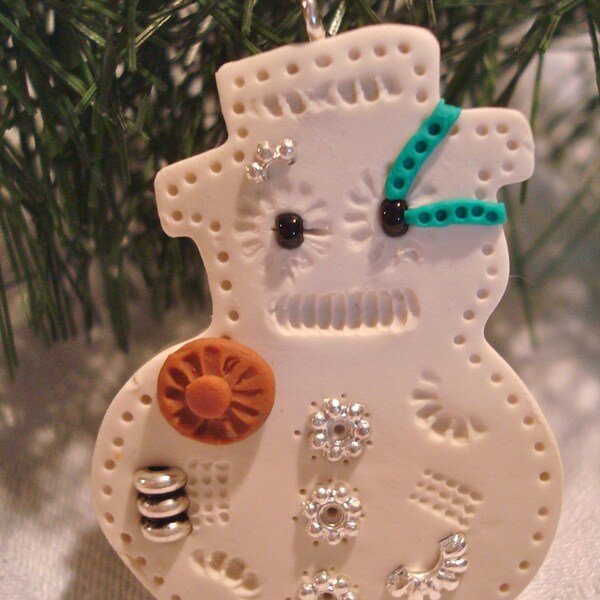 STEAMPUNK SNOWMAN - Polymer Clay Ornament