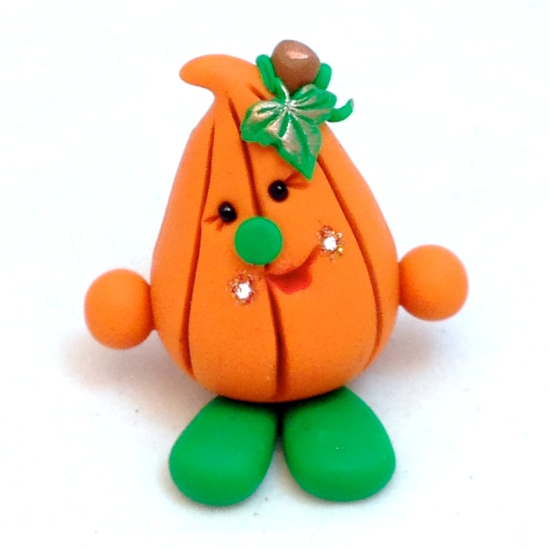 Pumpkin PARKER Figurine Polymer Clay Whimsical Character Figure image 2