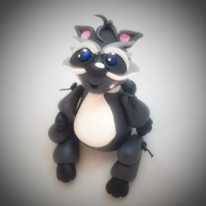 Polymer Clay Jiggly RACCOON Figurine image 1