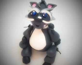 Polymer Clay Jiggly RACCOON Figurine