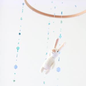 Baby mobile with an EXTRA bunny and blue ornaments crib mobile nursery mobile image 2