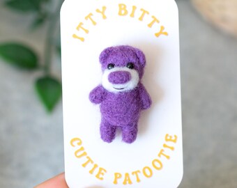 Broche de osito de peluche de fieltro con aguja: broche de solapa en miniatura