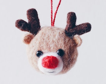 Felt Christmas reindeer ornament, Rudolph the Reindeer, Christmas tree ornament