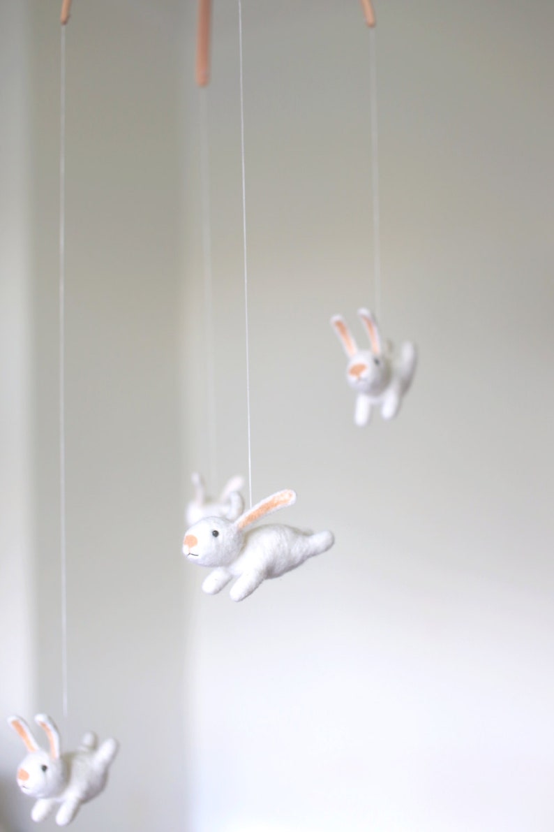 NEW design nursery mobile, baby crib mobile, animal nursery decor, bunny mobile image 3