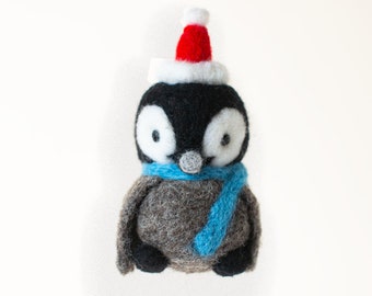 Felted baby penguin, winter penguin figurine