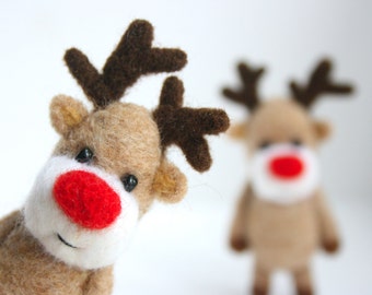 Felted Rudolph the red nosed reindeer