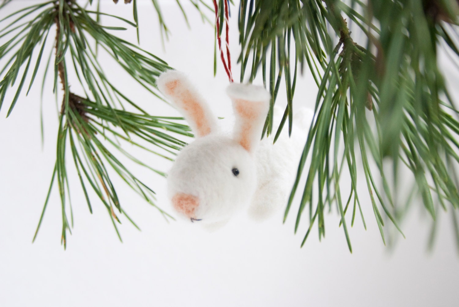 Ornement de Lapin Noël Feutré d'aiguille Blanche