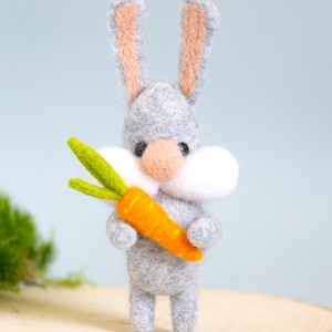 Felted pastel bunny, felt bunny ornament, miniature hare toy