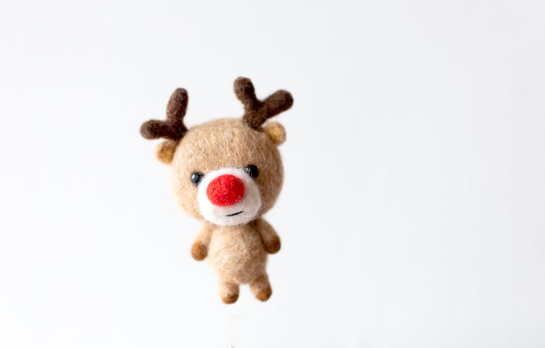 Christmas reindeer ornament, felted Christmas toy, deer holiday decoration image 2