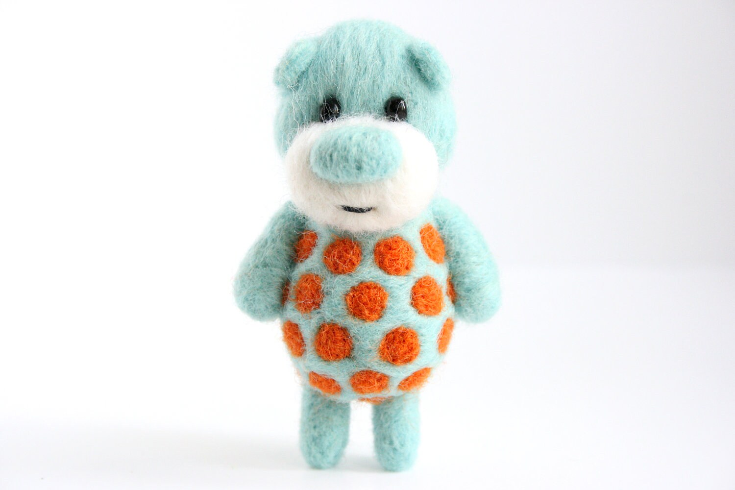 Sky blue pocket bear with bright orange polka dots | Etsy