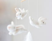 Bunny mobile decoration for kids room, nursery mobile, bunny animal mobile