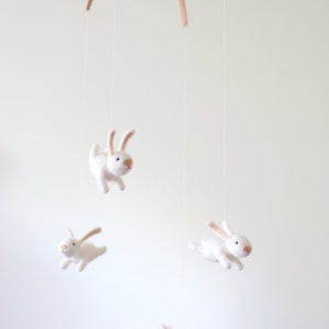 NEW design nursery mobile, baby crib mobile, animal nursery decor, bunny mobile image 1