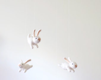 NEW design! nursery mobile, baby crib mobile, animal nursery decor, bunny mobile