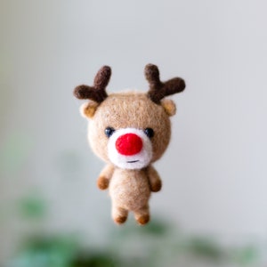 Christmas reindeer ornament, felted Christmas toy, deer holiday decoration image 4