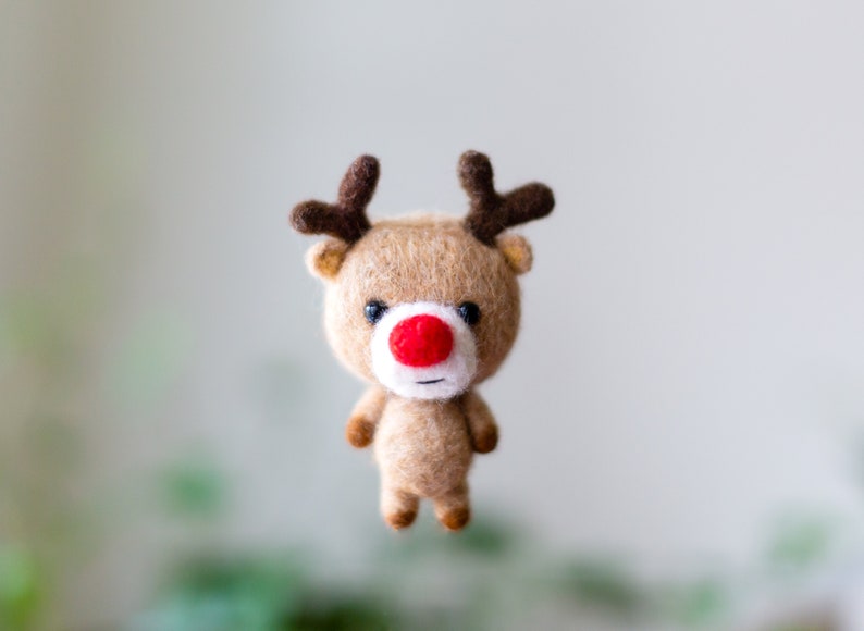 Christmas reindeer ornament, felted Christmas toy, deer holiday decoration image 4