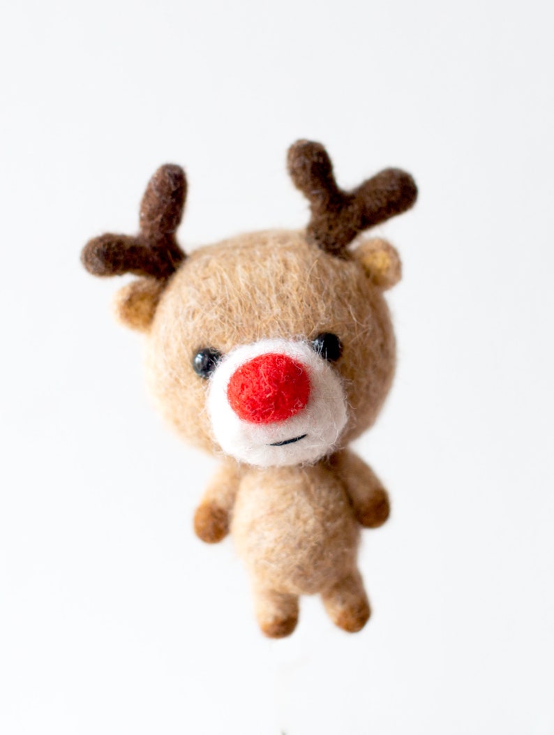 Christmas reindeer ornament, felted Christmas toy, deer holiday decoration image 1