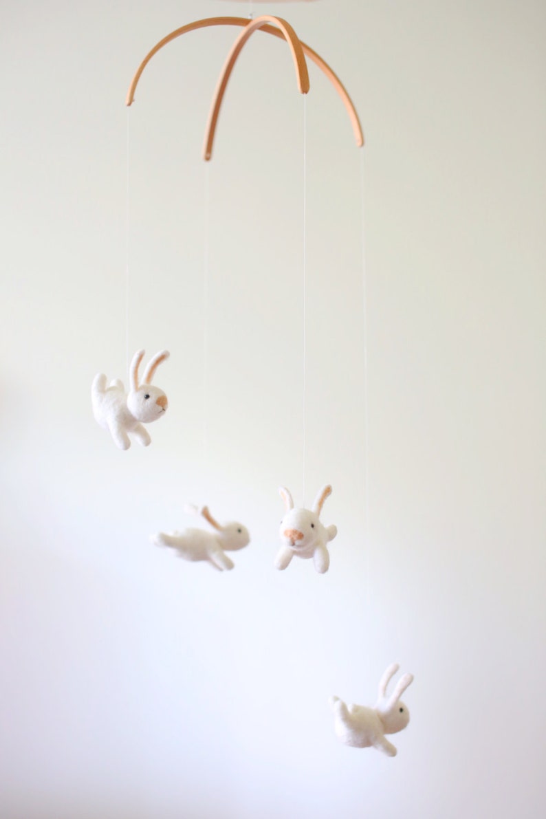 NEW design nursery mobile, baby crib mobile, animal nursery decor, bunny mobile image 2