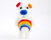 Rainbow felted miniature artist bear, LGBTQ Pride gift, rainbow animal ornament